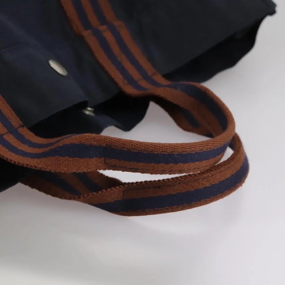 HERMES HERMES Canvas Fourre Tout PM Tote Bag in Navy Blue & Brownish-Red - Picture 10 of 15